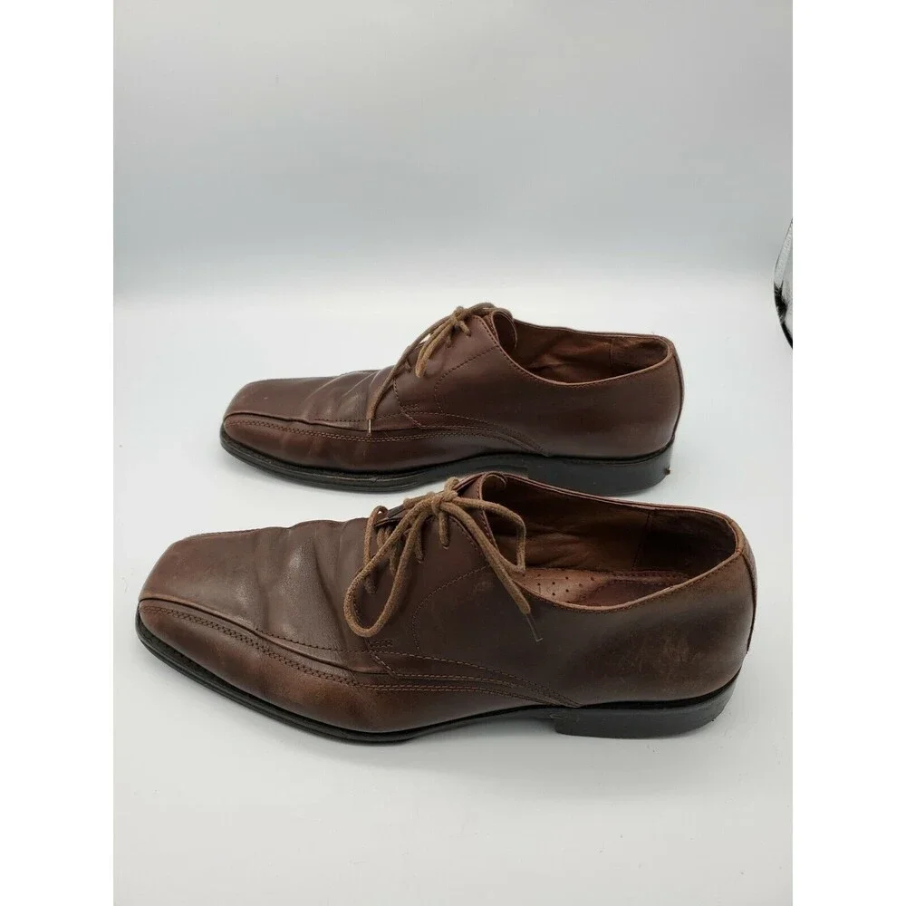 JOHNSTON & MURPHY Men's Shoes Bicycle Toe Oxfords Sz 9.5 M Brown Leather